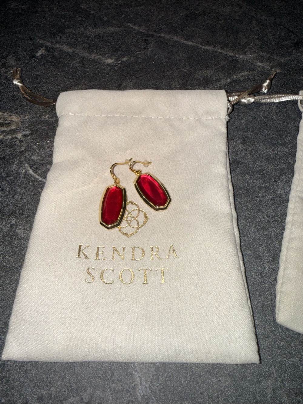 Kendra Scott Gold-Tone Bracelet and Dangle Earrings with Red Stones - Picture 2 of 3